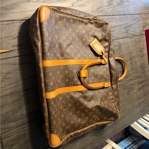 Louis Vuitton Sirius 55 Brown Monogram Travel Duffel with Tan Leather Trim